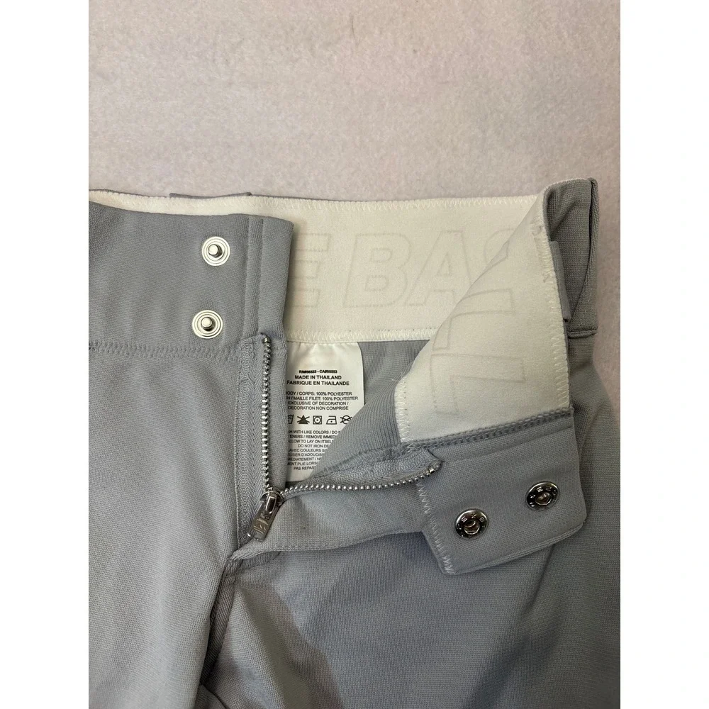 Nike Team Engineered Kids Grey Baseball Pants Small Swoosh Logo Elastic Cuffs